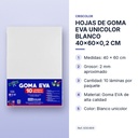 HOJAS DE GOMA EVA  UNICOLOR BLANCO 40x60x0,2 CM - características principales
