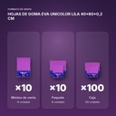 HOJAS DE GOMA EVA UNICOLOR LILA 40x60x0,2 CM - formato de venta: paquete de 10, caja de 100