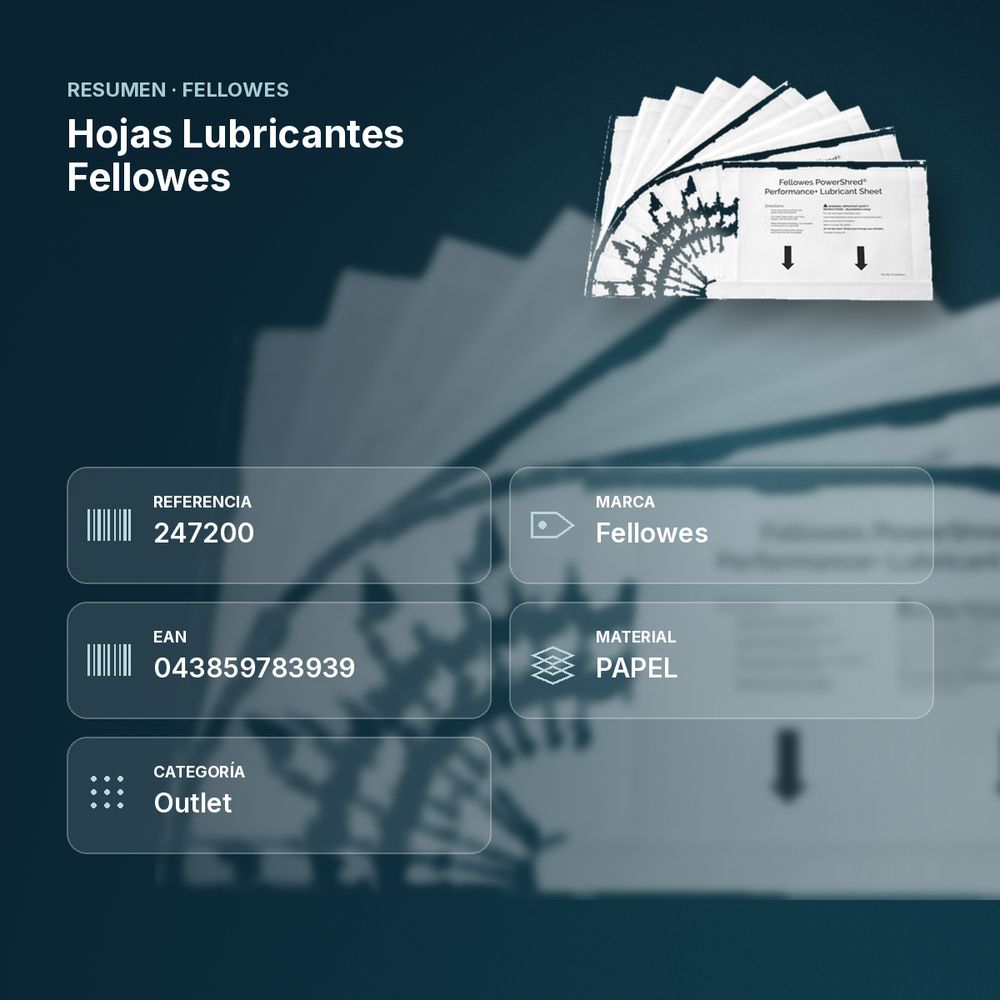 HOJAS LUBRICANTES FELLOWES  - resumen de atributos