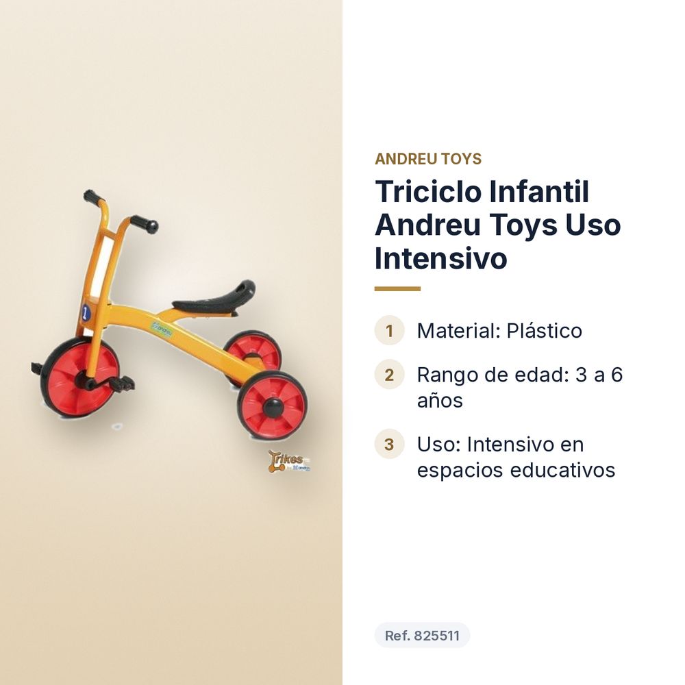 TRICICLO INFANTIL ANDREU TOYS USO INTENSIVO - características principales
