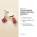 TRICICLO INFANTIL ANDREU TOYS USO INTENSIVO - características principales