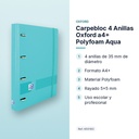 CARPEBLOC 4 ANILLAS OXFORD A4+ POLYFOAM AQUA - características principales
