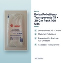 BOLSA POLIETILENO TRANSPARENTE 15 × 30 CM PACK 100 UDS - características principales