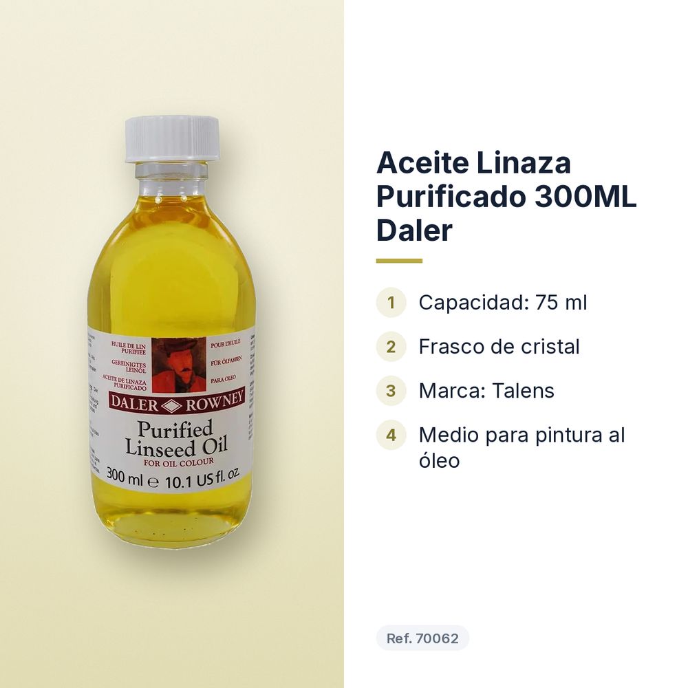 ACEITE LINAZA PURIFICADO 300ML DALER - características principales
