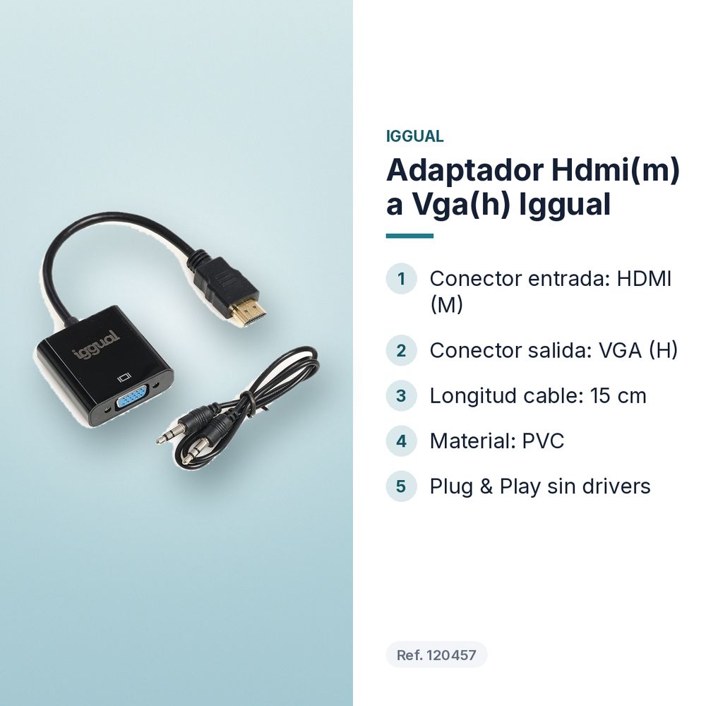 ADAPTADOR HDMI(M) A VGA(H) IGGUAL  - características principales