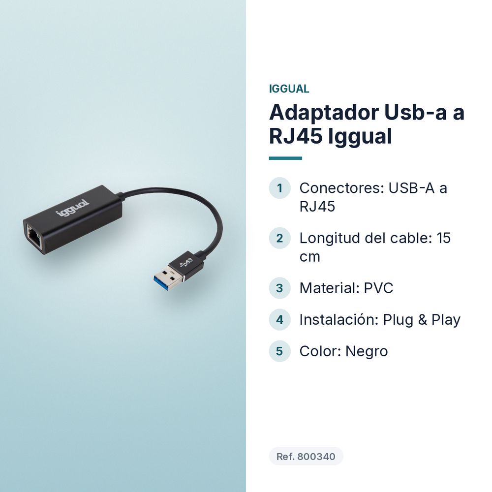 ADAPTADOR USB-A A RJ45 IGGUAL  - características principales