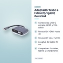 ADAPTADOR USBC A HDMI(H)/VGA(H) GEMBIRD  - características principales