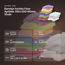 BANDEJA SURTIDO FLUOR APILABLE 350X250X65MM 10UDS - resumen de atributos