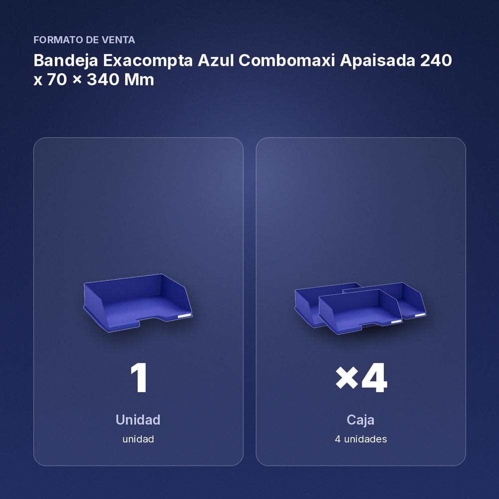 BANDEJA EXACOMPTA AZUL COMBOMAXI APAISADA  240 X 70 X 340 MM - formato de venta: caja de 4