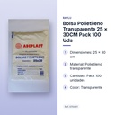 BOLSA POLIETILENO TRANSPARENTE 25 × 30CM PACK 100 UDS - características principales