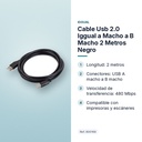 CABLE USB 2.0 IGGUAL A MACHO A B MACHO 2 METROS NEGRO - características principales