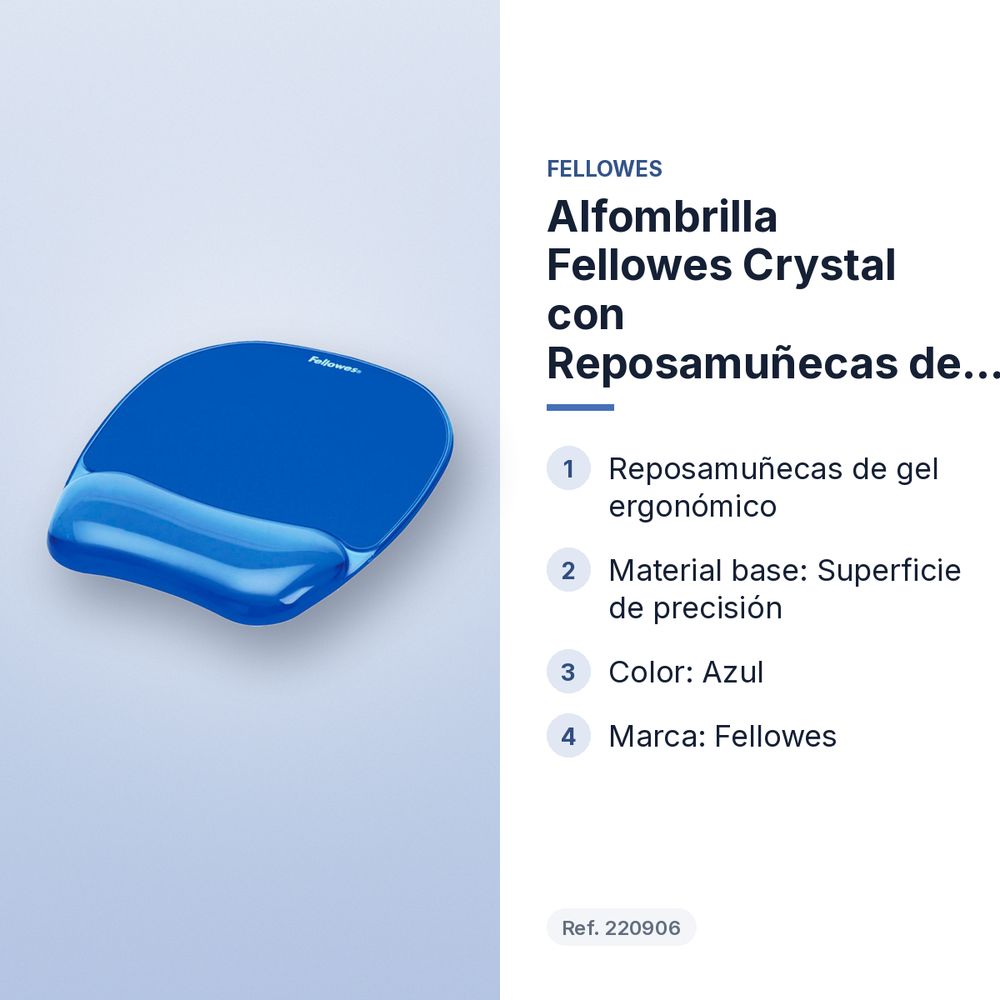 ALFOMBRILLA FELLOWES CRYSTAL CON REPOSAMUÑECAS DE GEL AZUL - características principales