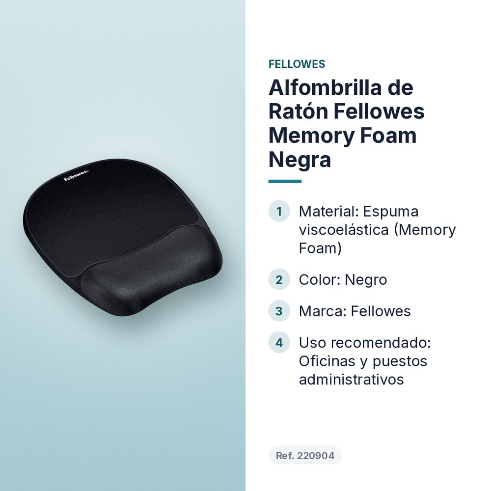 ALFOMBRILLA DE RATÓN FELLOWES MEMORY FOAM NEGRA - características principales