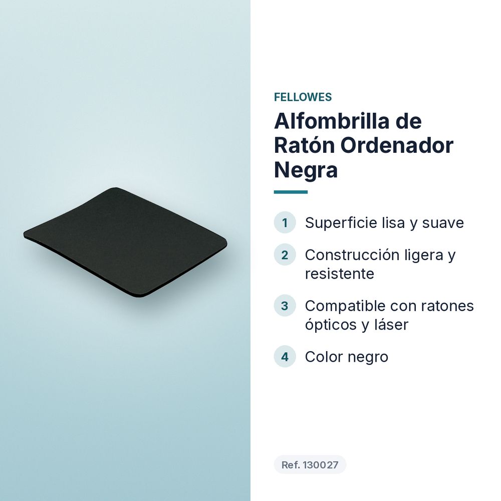ALFOMBRILLA DE RATÓN ORDENADOR NEGRA - características principales