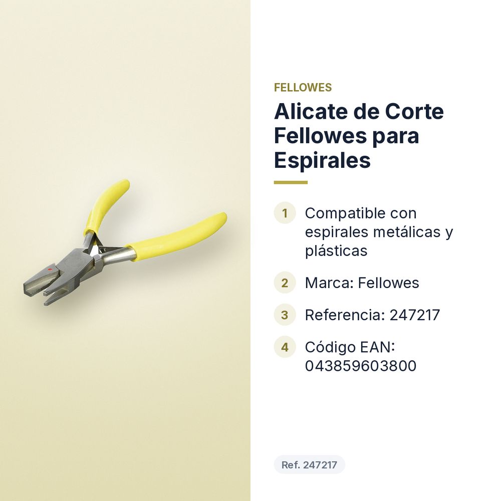 ALICATE DE CORTE FELLOWES PARA ESPIRALES - características principales