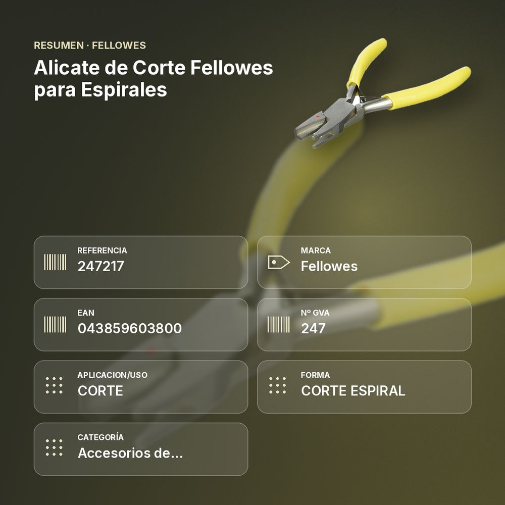 ALICATE DE CORTE FELLOWES PARA ESPIRALES - resumen de atributos