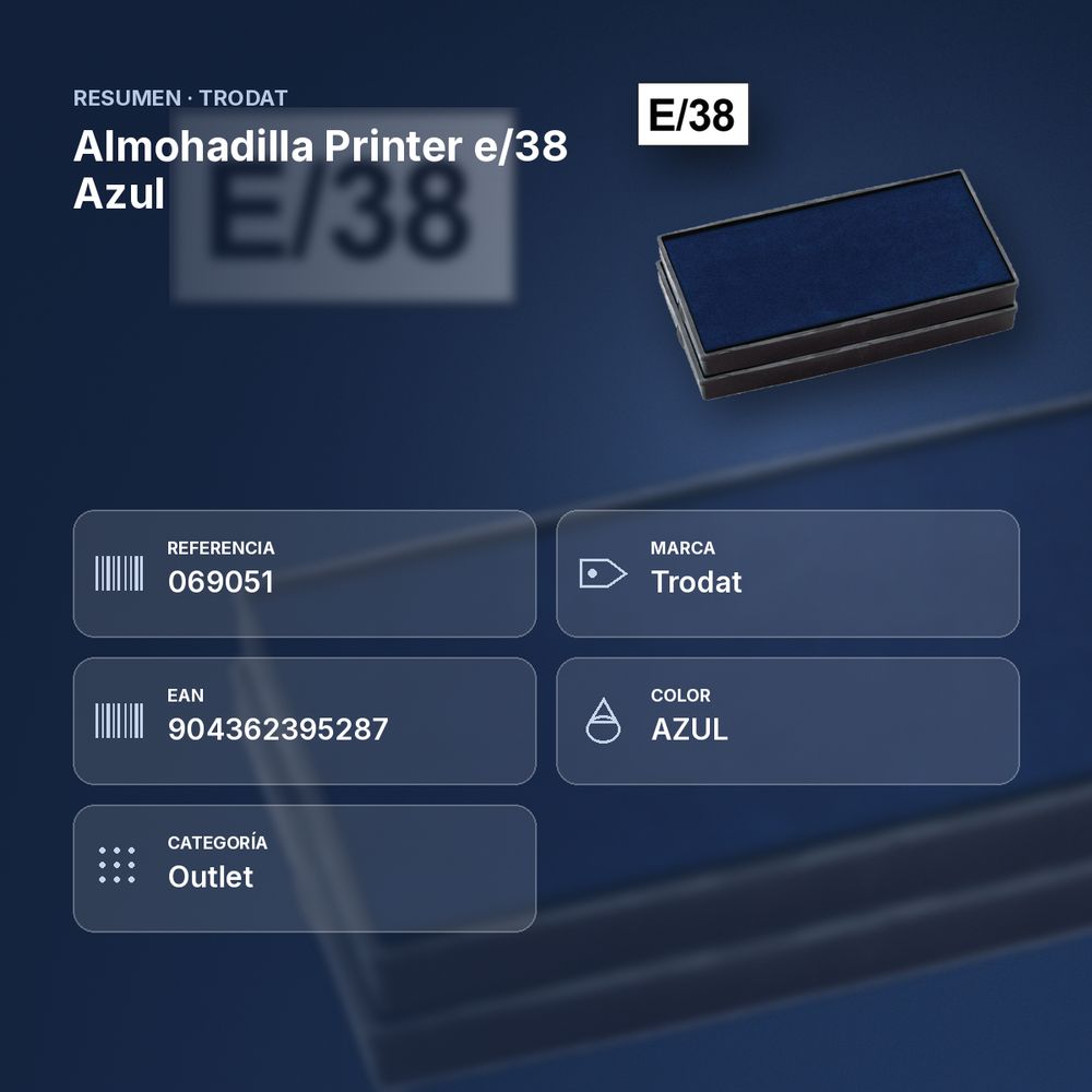 ALMOHADILLA PRINTER E/38 AZUL - resumen de atributos