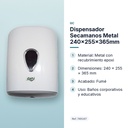 DISPENSADOR SECAMANOS METAL 240×255×365MM - características principales