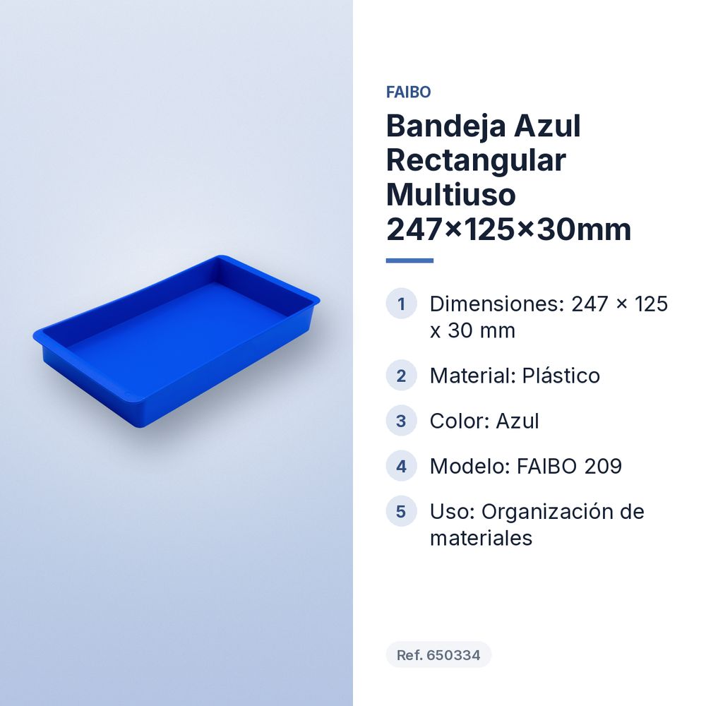 BANDEJA AZUL RECTANGULAR MULTIUSO 247X125X30MM - características principales