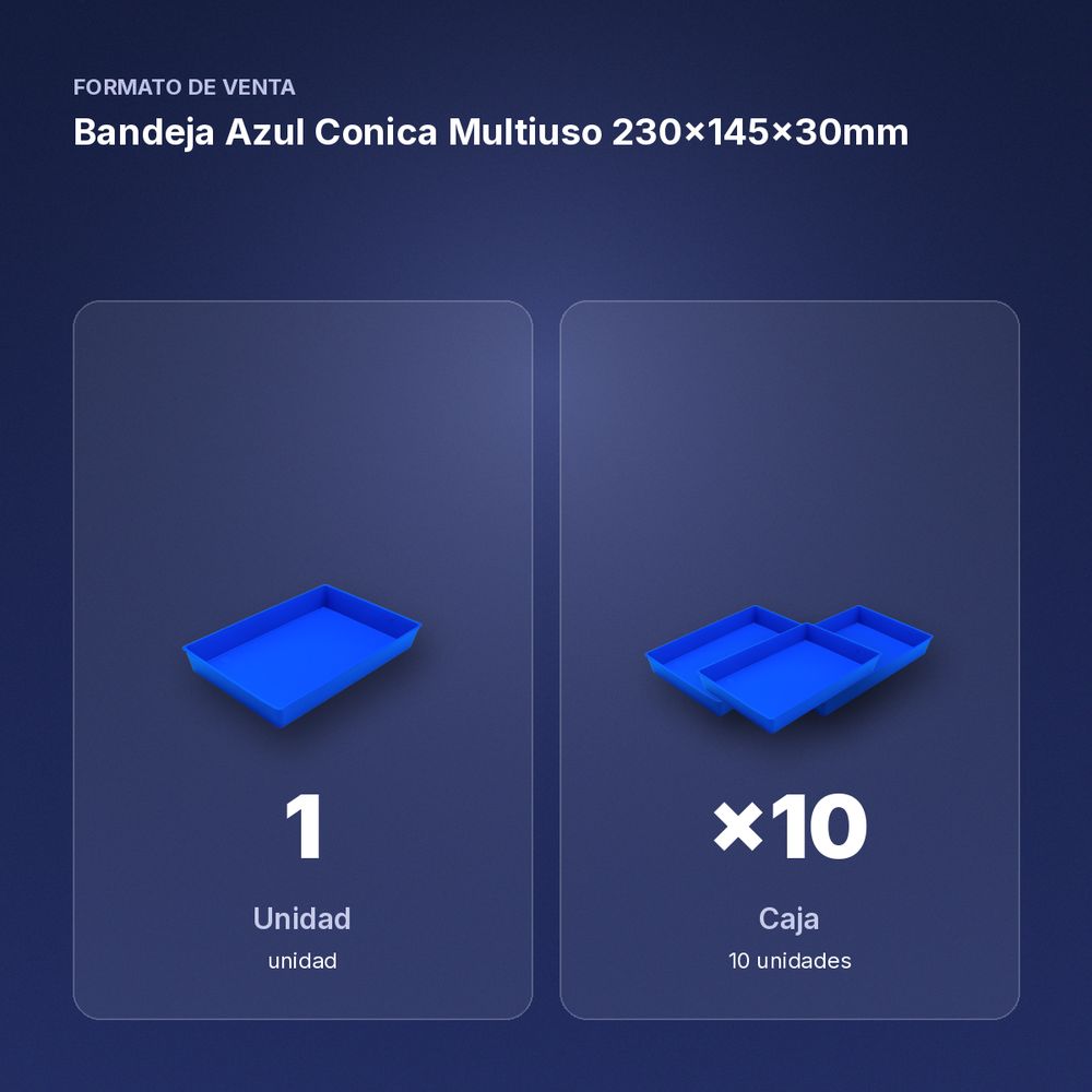 BANDEJA AZUL CONICA MULTIUSO 230X145X30MM - formato de venta: caja de 10