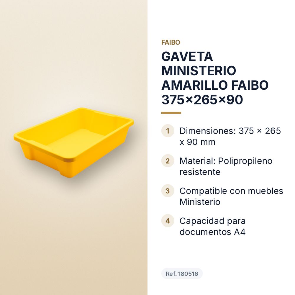 GAVETA MINISTERIO AMARILLO FAIBO 375x265x90 - características principales