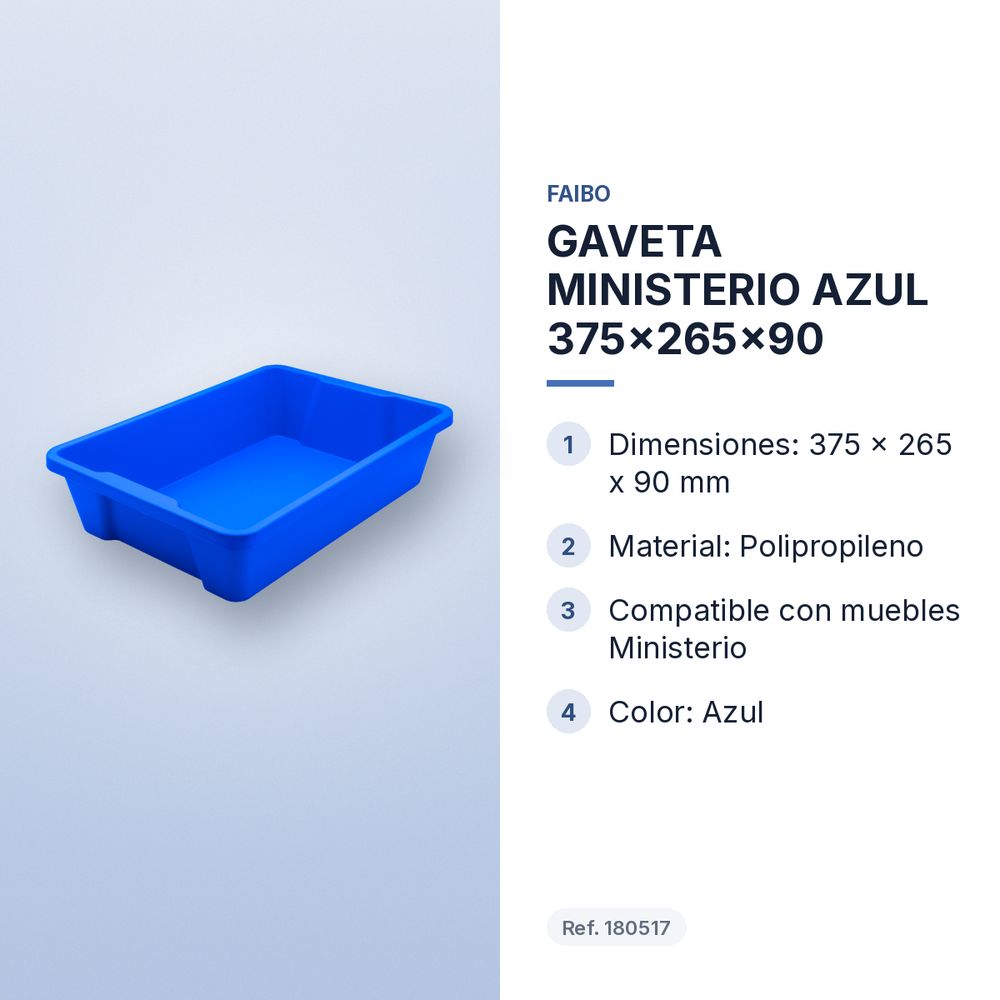 GAVETA MINISTERIO AZUL 375x265x90 - características principales