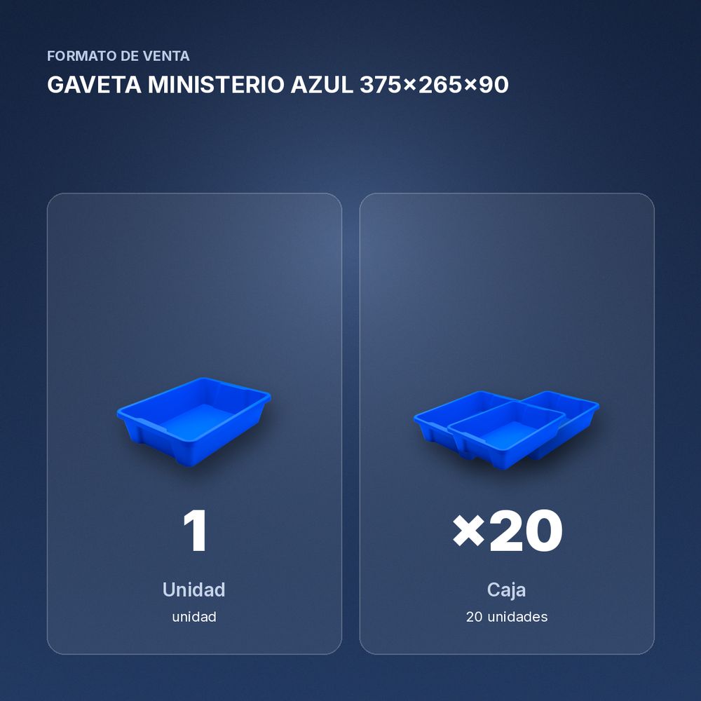 GAVETA MINISTERIO AZUL 375x265x90 - formato de venta: caja de 20
