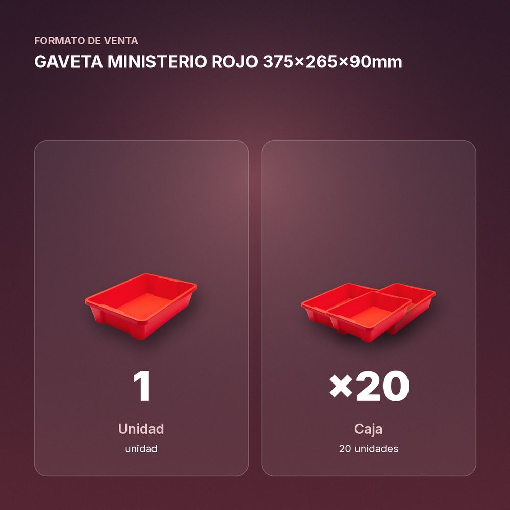 GAVETA MINISTERIO ROJO 375x265x90mm - formato de venta: caja de 20