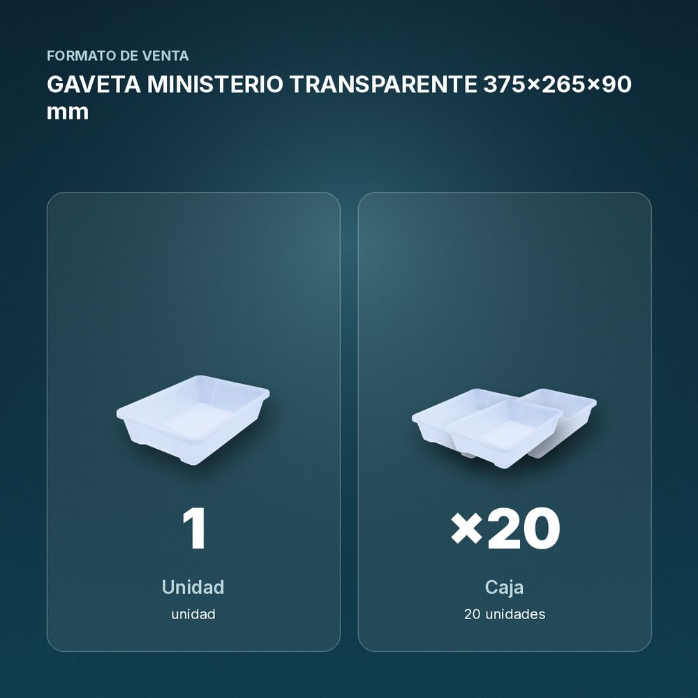GAVETA MINISTERIO TRANSPARENTE 375x265x90 mm - formato de venta: caja de 20