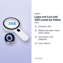 LUPA CON LUZ LED 30X LENTE DE VIDRIO - características principales