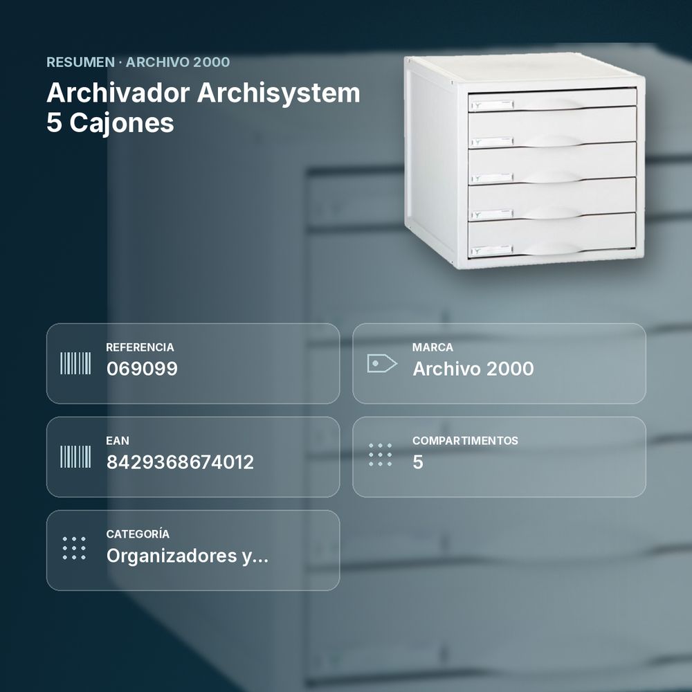 ARCHIVADOR ARCHISYSTEM 5 CAJONES - resumen de atributos