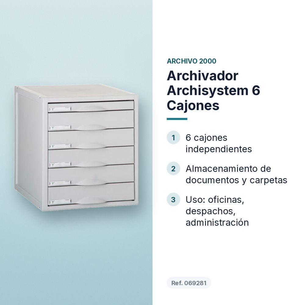 ARCHIVADOR ARCHISYSTEM 6 CAJONES - características principales