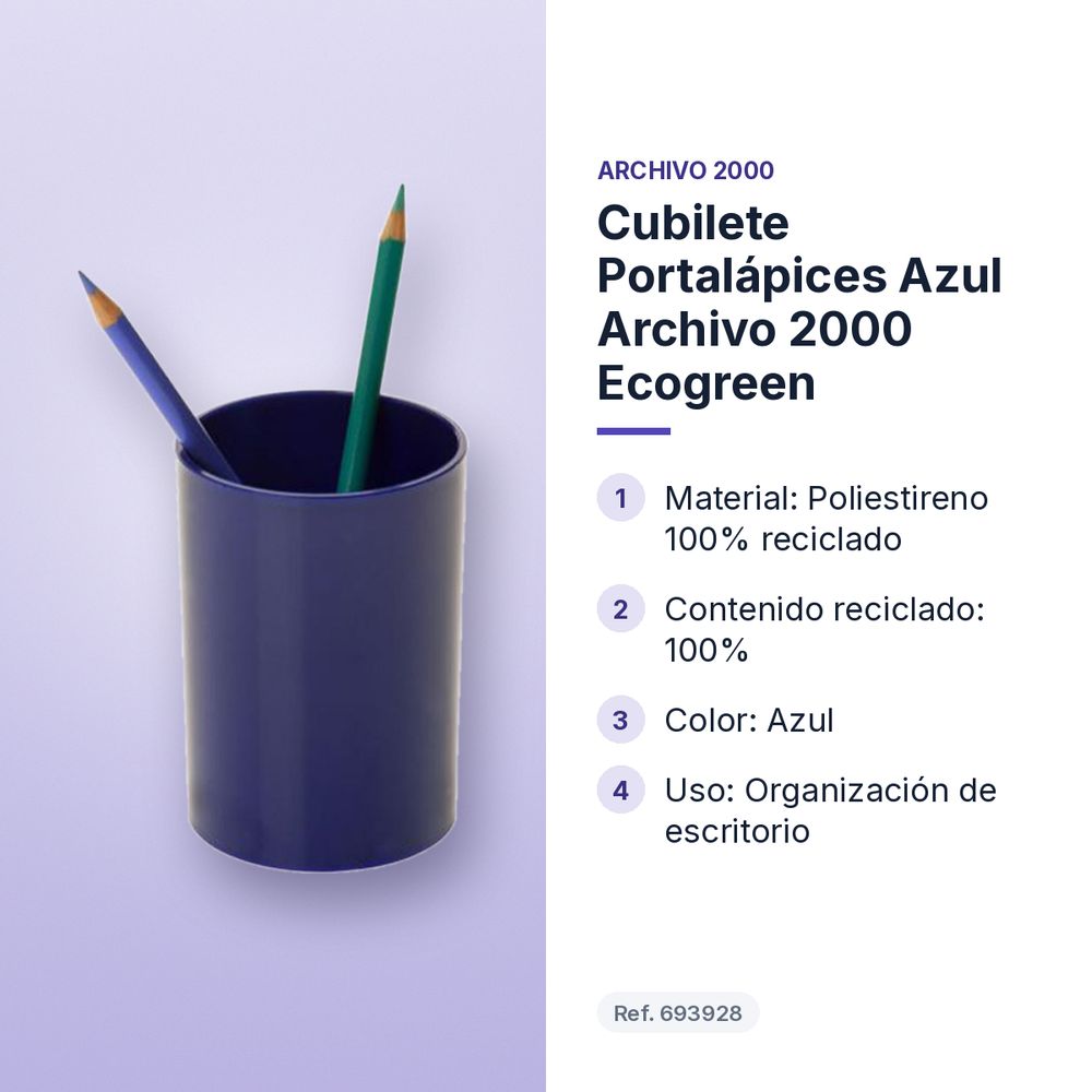 CUBILETE PORTALÁPICES AZUL ARCHIVO 2000 ECOGREEN - características principales