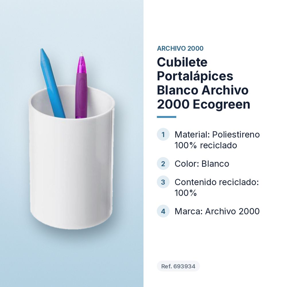 CUBILETE PORTALÁPICES BLANCO ARCHIVO 2000 ECOGREEN - características principales