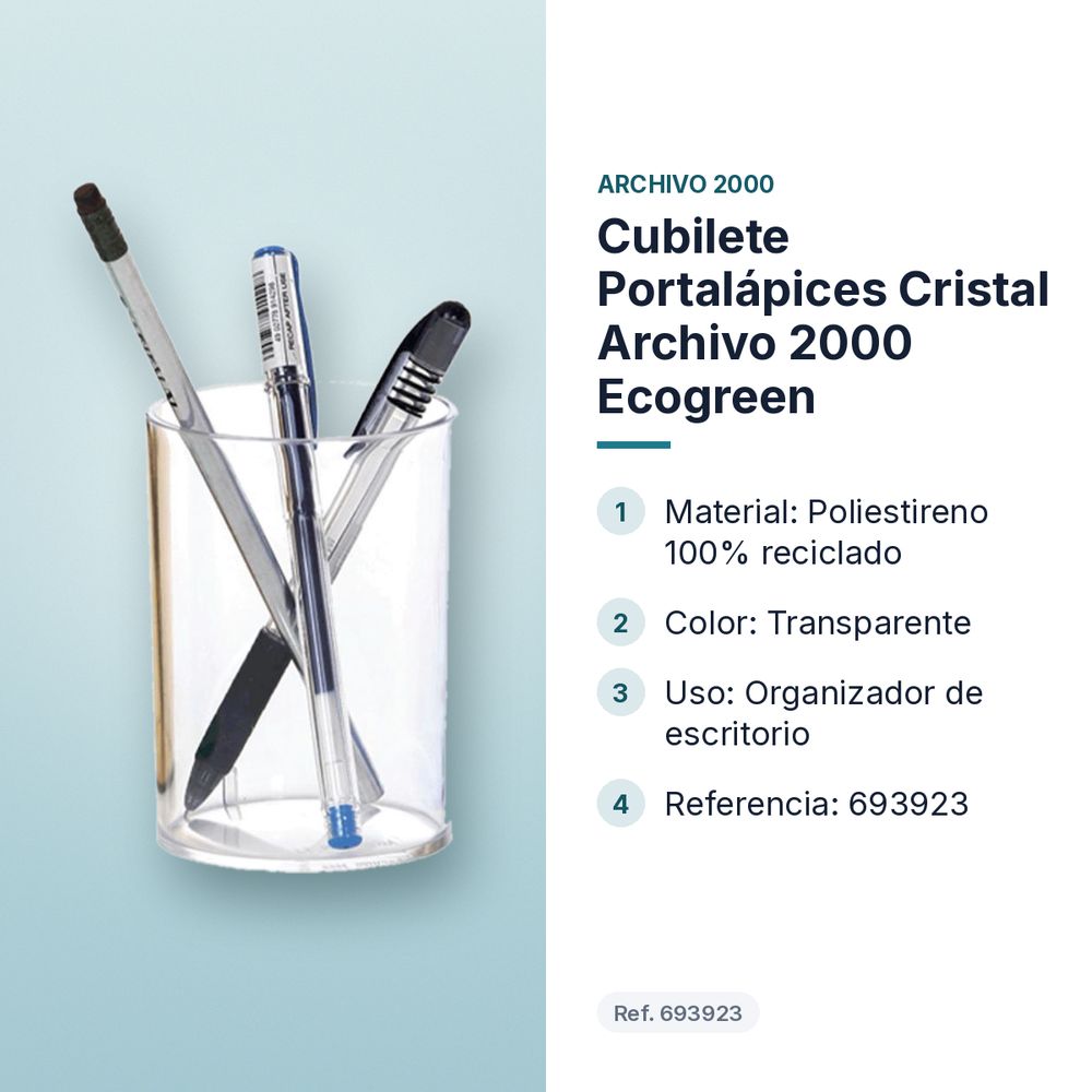 CUBILETE PORTALÁPICES CRISTAL ARCHIVO 2000 ECOGREEN - características principales