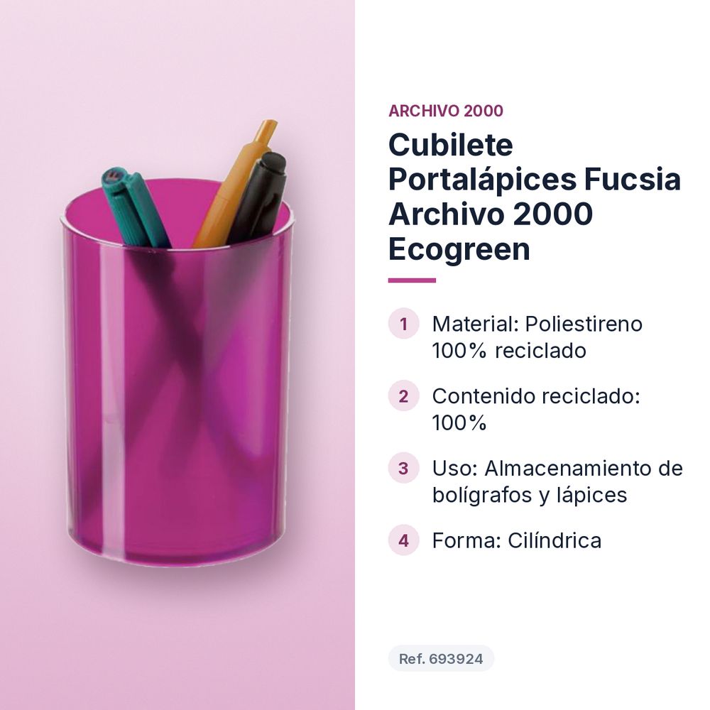 CUBILETE PORTALÁPICES FUCSIA ARCHIVO 2000 ECOGREEN - características principales