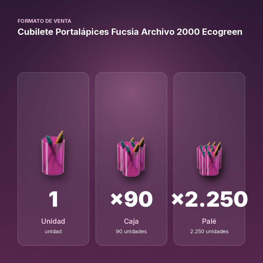 CUBILETE PORTALÁPICES FUCSIA ARCHIVO 2000 ECOGREEN - formato de venta: caja de 90, palé de 2250