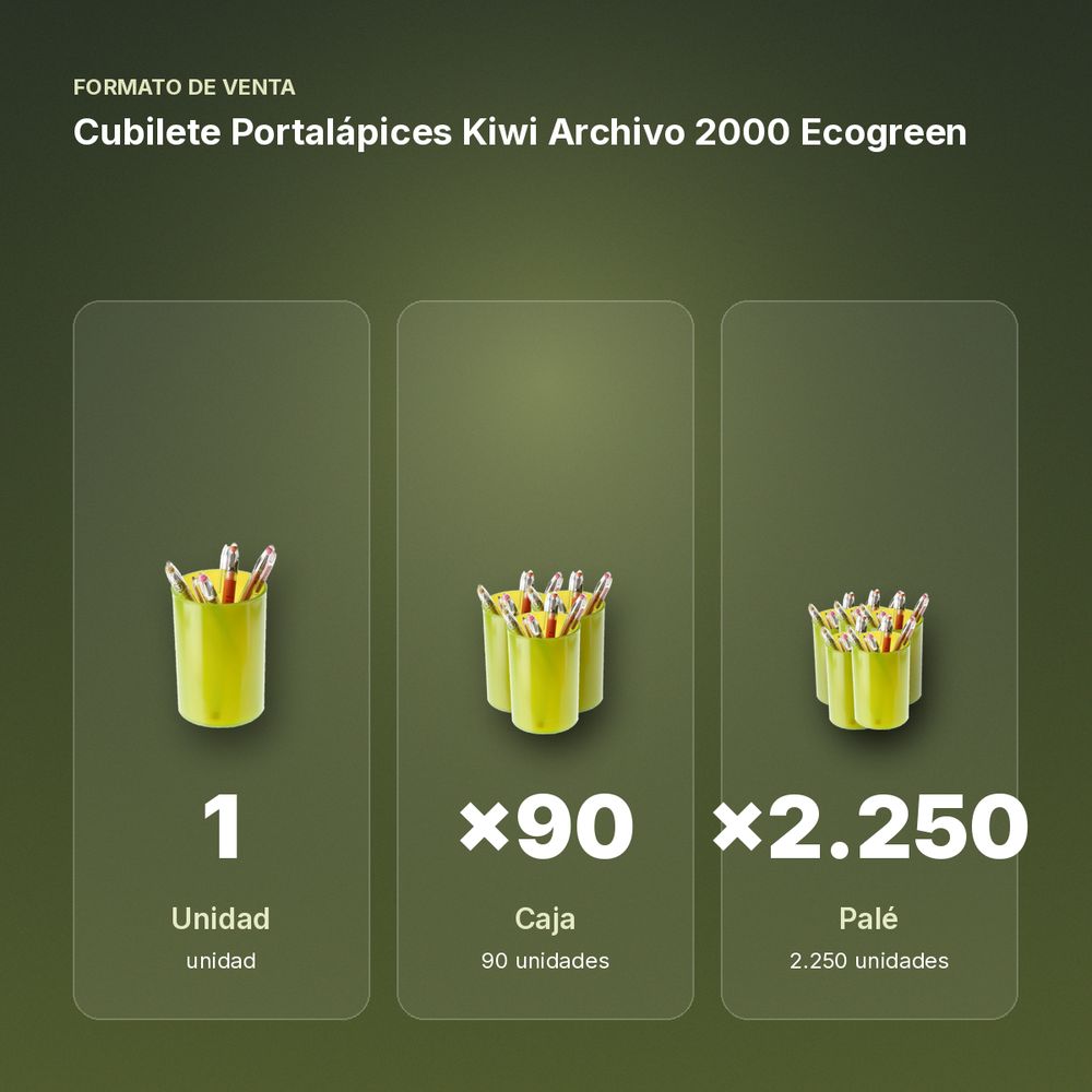 CUBILETE PORTALÁPICES KIWI ARCHIVO 2000 ECOGREEN - formato de venta: caja de 90, palé de 2250