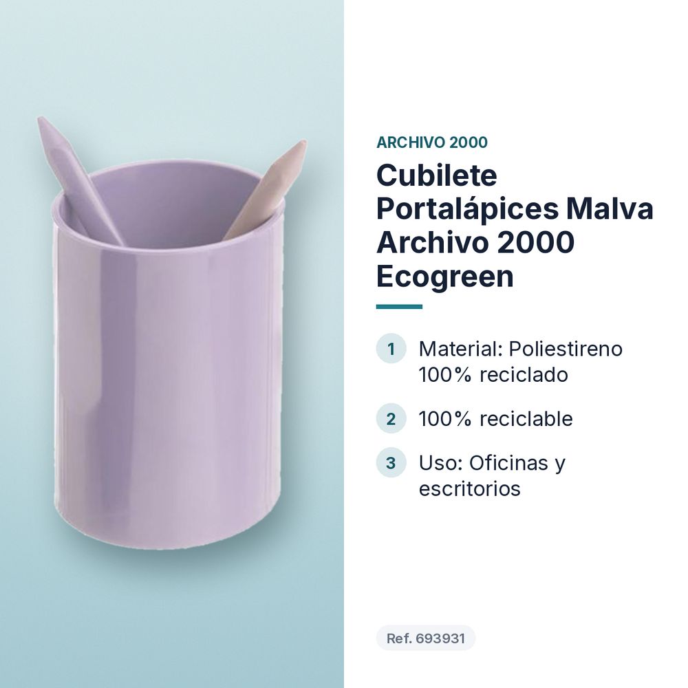 CUBILETE PORTALÁPICES MALVA ARCHIVO 2000 ECOGREEN - características principales