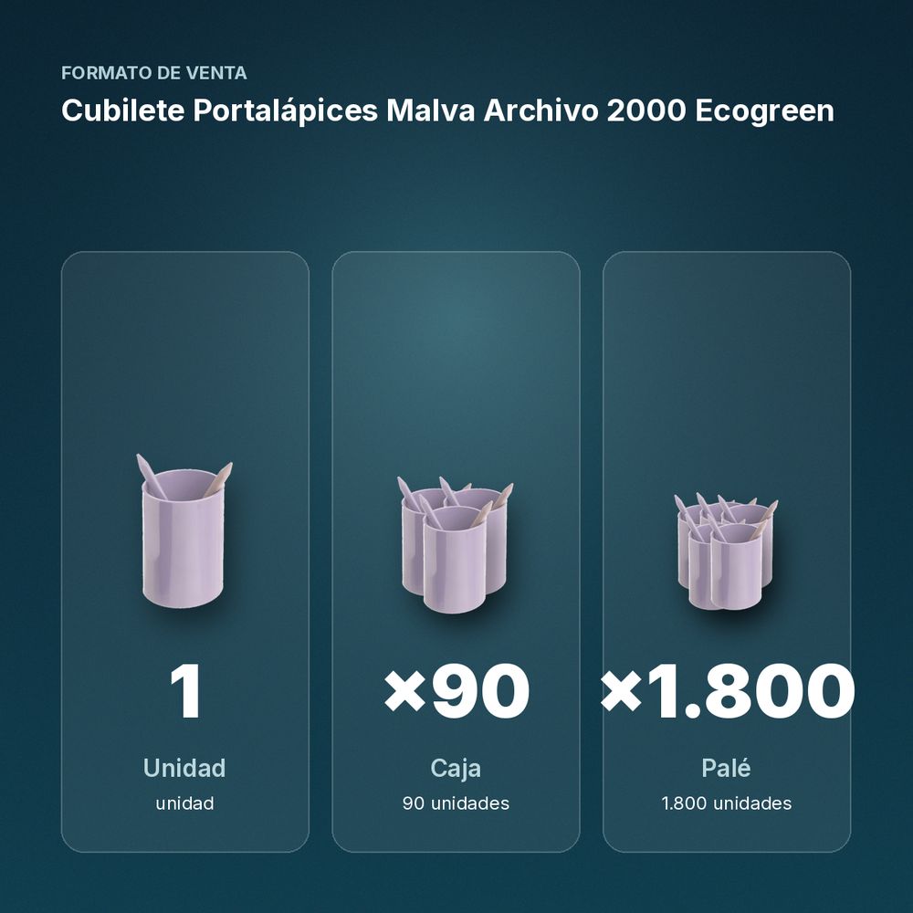 CUBILETE PORTALÁPICES MALVA ARCHIVO 2000 ECOGREEN - formato de venta: caja de 90, palé de 1800