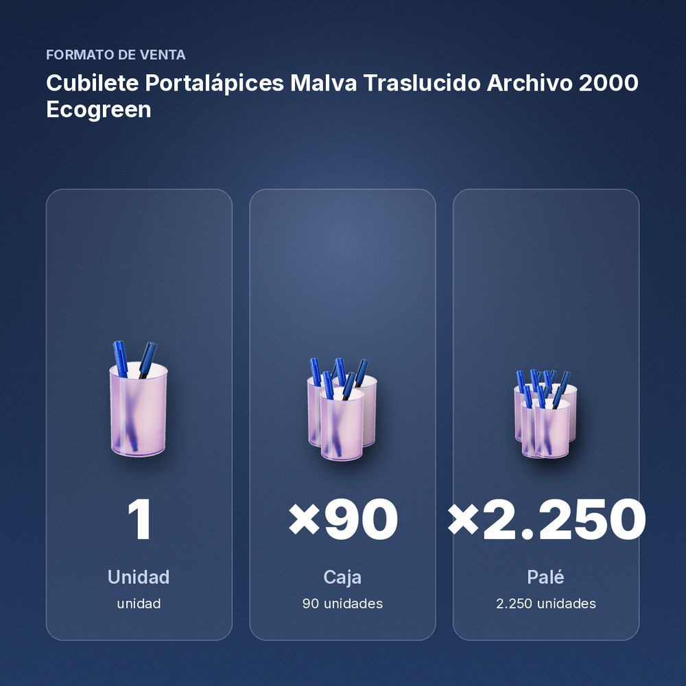 CUBILETE PORTALÁPICES MALVA TRASLUCIDO ARCHIVO 2000 ECOGREEN - formato de venta: caja de 90, palé de 2250