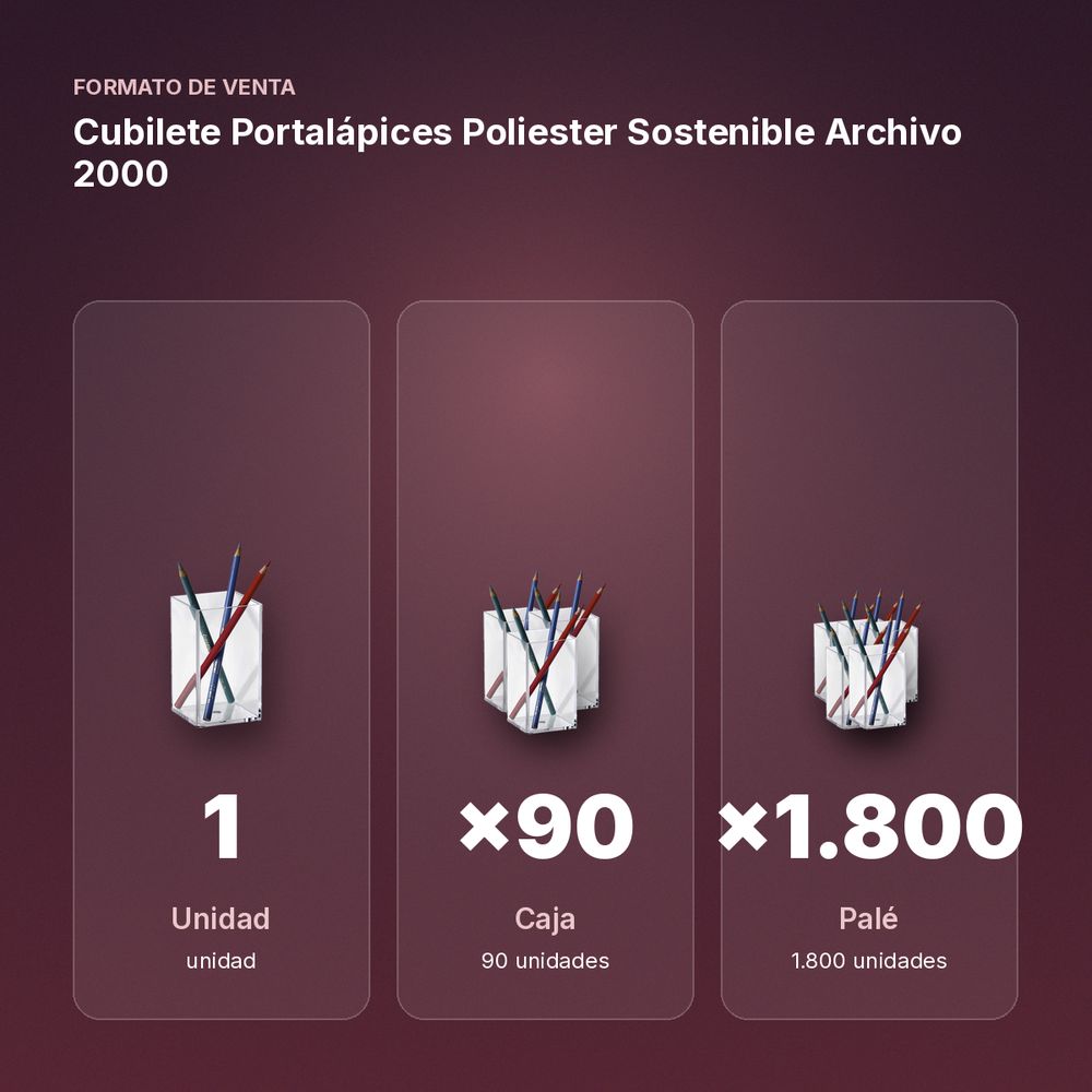 CUBILETE PORTALÁPICES POLIESTER SOSTENIBLE ARCHIVO 2000 - formato de venta: caja de 90, palé de 1800