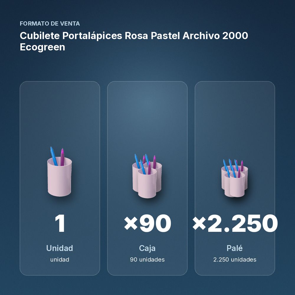 CUBILETE PORTALÁPICES ROSA PASTEL ARCHIVO 2000 ECOGREEN - formato de venta: caja de 90, palé de 2250