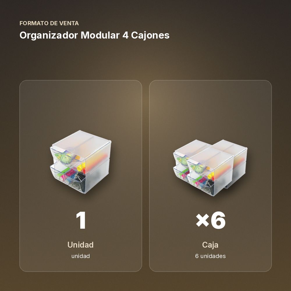 ORGANIZADOR MODULAR 4 CAJONES - formato de venta: caja de 6