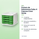 FICHERO DE SOBREMESA FAIBO 4 CAJONES COLOR VERDE - características principales