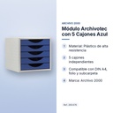 MÓDULO ARCHIVOTEC CON 5 CAJONES AZUL - características principales