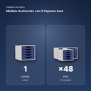 MÓDULO ARCHIVOTEC CON 5 CAJONES AZUL - formato de venta: palé de 48