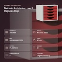 MÓDULO ARCHIVOTEC CON 5 CAJONES ROJO - resumen de atributos