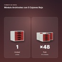 MÓDULO ARCHIVOTEC CON 5 CAJONES ROJO - formato de venta: palé de 48