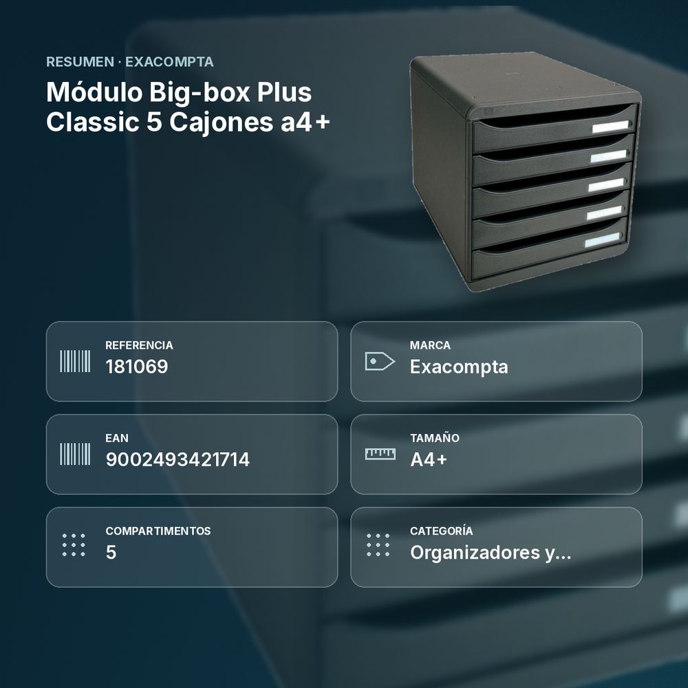 MÓDULO BIG-BOX PLUS CLASSIC 5 CAJONES A4+  - resumen de atributos